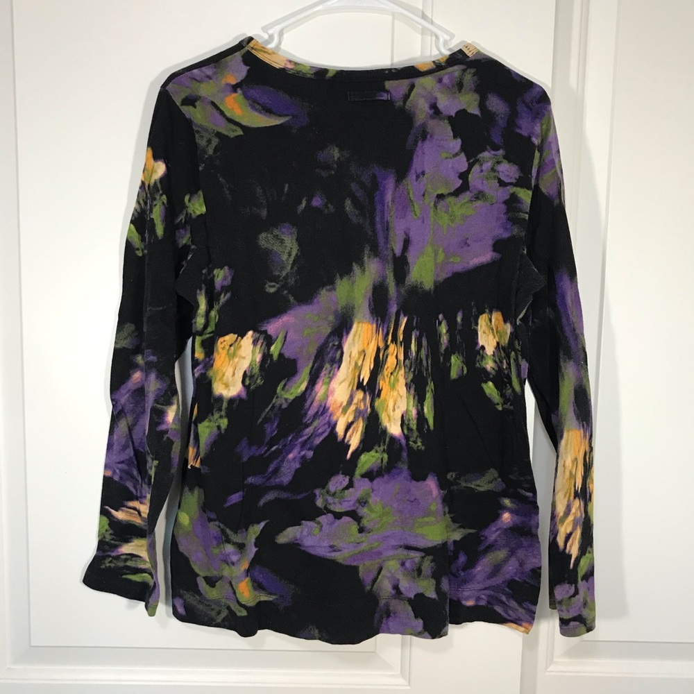 Multicoloured and black long sleeve abstract print shirt. 100% cotton